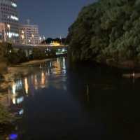 弁慶堀と東京ガーデンテラスのライトアップ🌃
