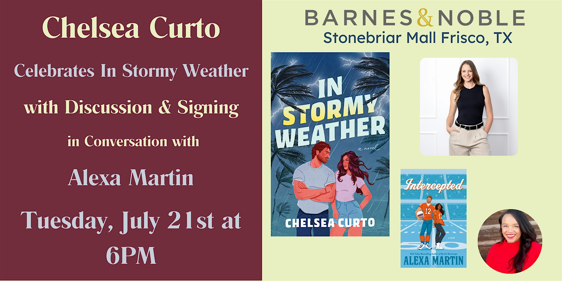Chelsea Curto celebrates IN STORMY WEATHER at B&N-Frisco, TX | 2601 Preston Rd unit 1204