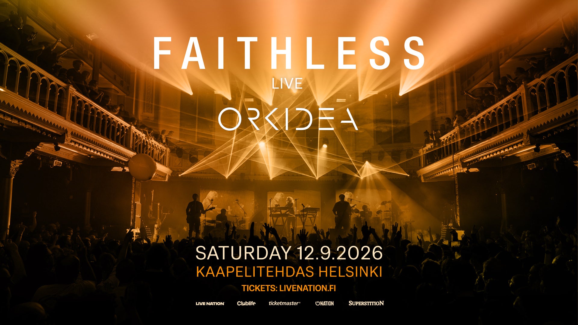 Faithless Live (UK), Orkidea 2026 (Helsinki) | Kaapelitehdas