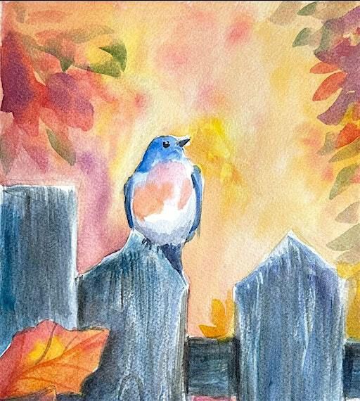 Blue Bird in Autumn - Watercolor class | Artistic Kreations with Kristina, Dayton Boulevard, Chattanooga, TN, USA