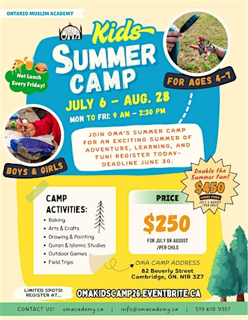 OMA Kids Summer Camp 2026 | Ontario Muslim Academy