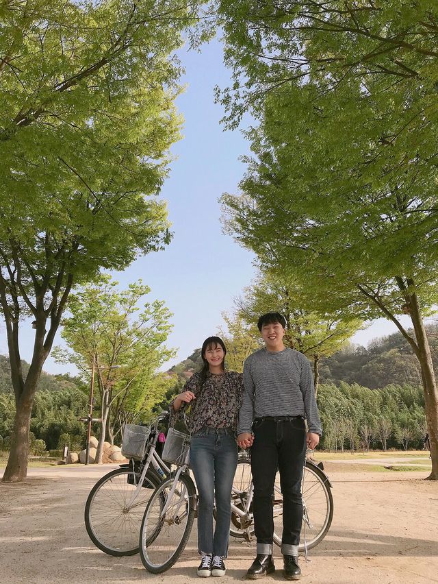 벚꽃 나무 아래 자전거 타기 좋은 "태화강 국가정원"