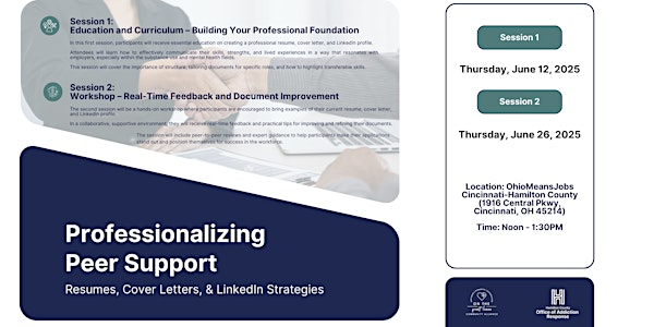 Professionalizing Peer Support: Resume & LinkedIn Strategies Workshop | Ohio Means Jobs Room C
