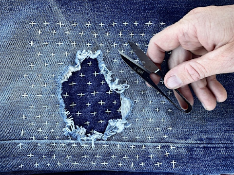 Sashiko Mending With Cirrus | East Bay Depot for Creative Reuse