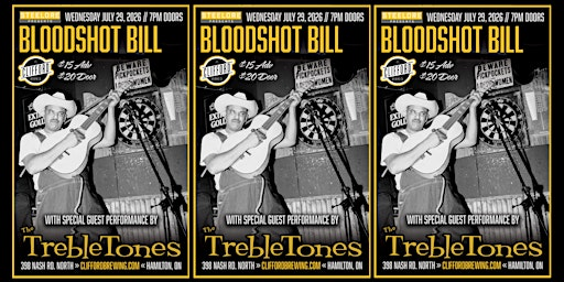 Steelore Presents Bloodshot Bill with The TrebleTones Wednesday July 29th | Clifford Brewing Company
