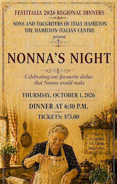 SDI Nonna's Night (Festitalia Regional Dinners 2026) | Hamilton Italian Centre - SDI Hamilton