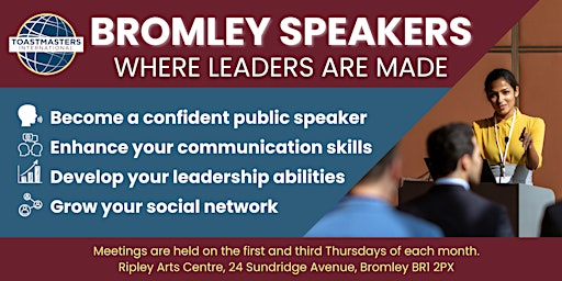 Become A Confident Public Speaker at Bromley Speakers Toastmasters | Bromley Arts Trust