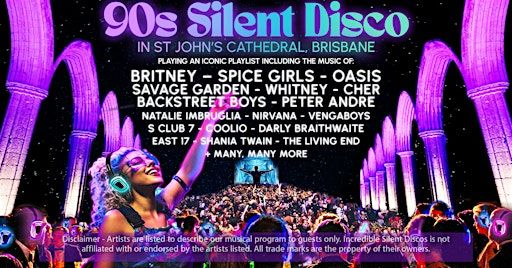 90s Silent Disco in St John's Cathedral, Brisbane - Friday 10th October | St John's Cathedral