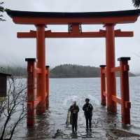 huge shrine sinking into water