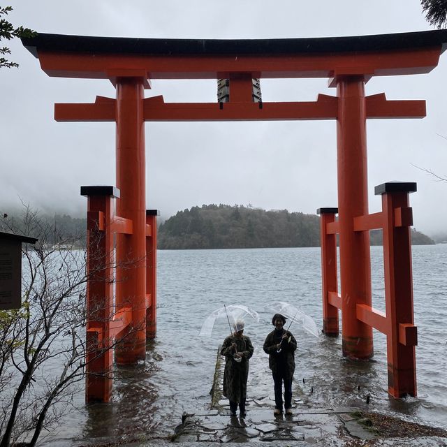 huge shrine sinking into water