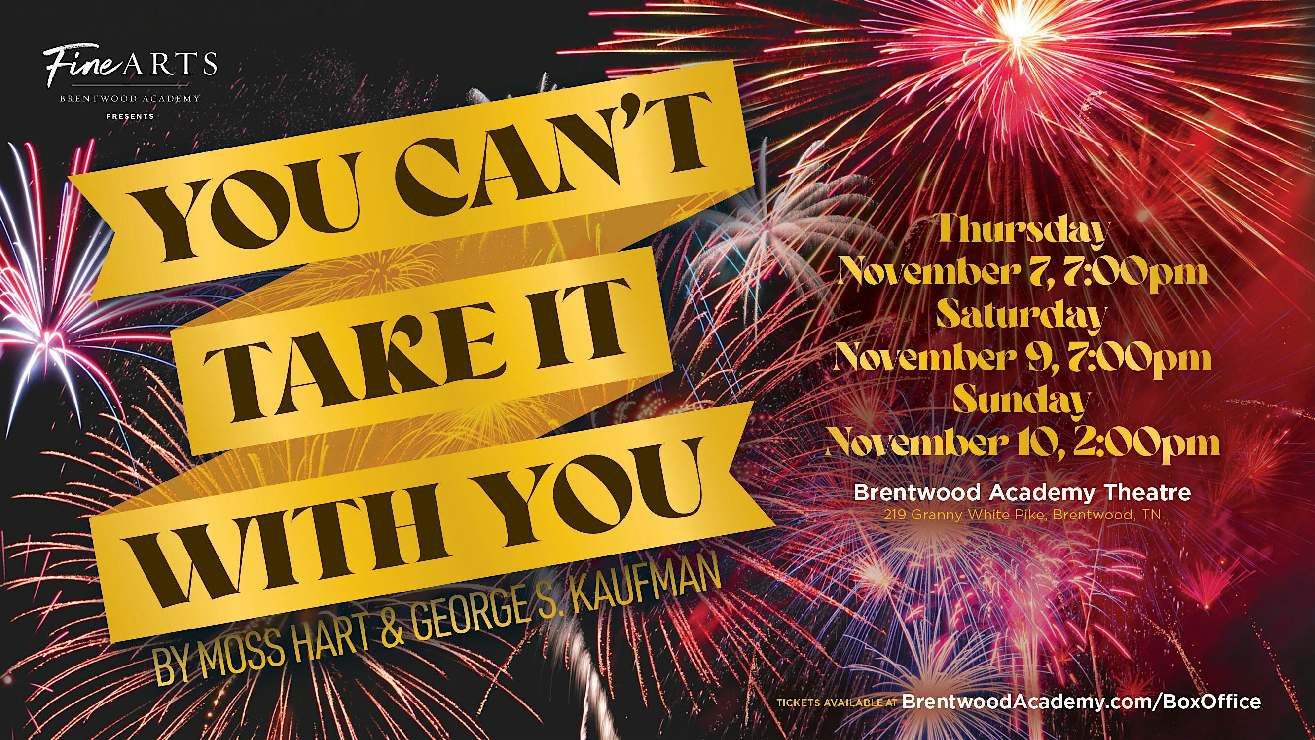 You Can't Take It With You - Reserved Seating Sunday | Brentwood Academy Theatre