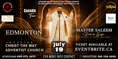 Live Qwalli and Punjabi Songs + Sufi Night with Master Saleem | 11520 Ellerslie Rd SW