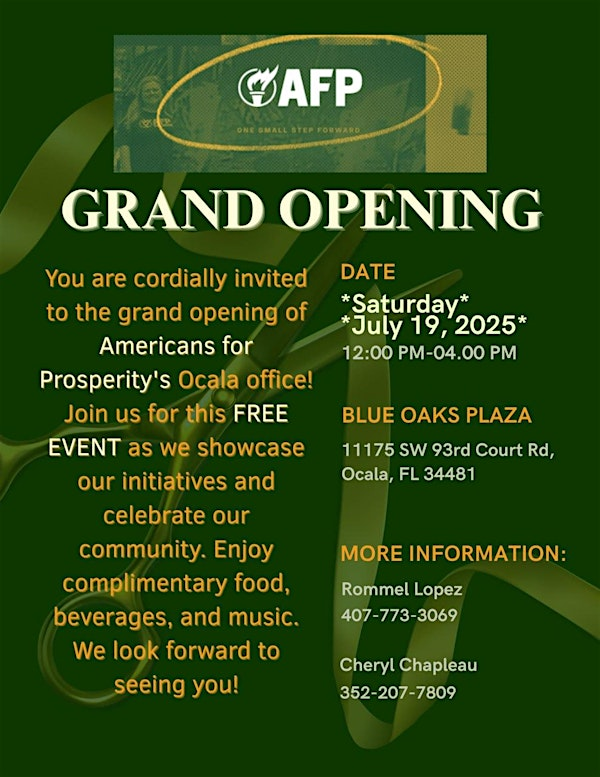 Americans for Prosperity Grand Opening in Ocala | 11175 SW 93rd Ct