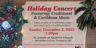 Holiday Concert Featuring Traditional and Caribbean Music | St. Joseph of Nazareth Anglican Church, Balmoral Drive, Brampton, ON, Canada