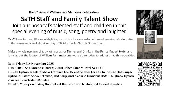 SaTH Staff and Family Talent Show & 9th Annual William Farr Memorial Dinner | Saint Alkmund's Church