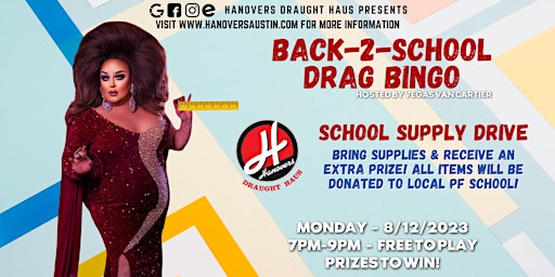 Back-2-School Supply Drive Drag Bingo @ Hanovers Pflugerville | Hanovers Draught Haus