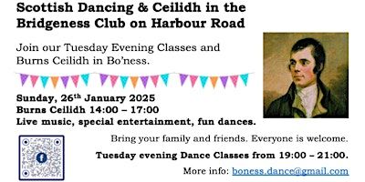 Sunday Afternoon Burns Ceilidh in Bo'ness | Bridgeness Welfare Society & Social Club