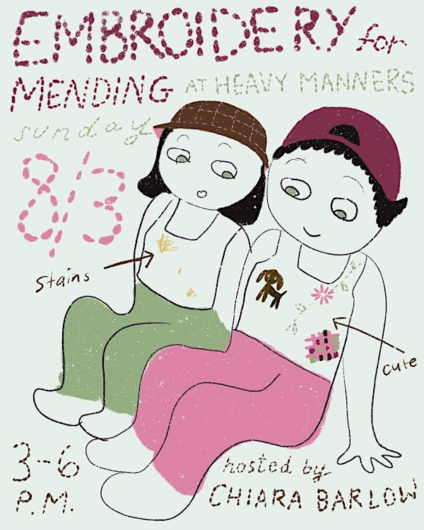 Embroidery for Mending Workshop Hosted by Chiara Barlow (8/3) | 1200 N Alvarado St