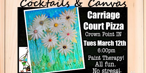"Vintage Daisies" Cocktails and Canvas Painting Art Event | Carriage Court Pizza