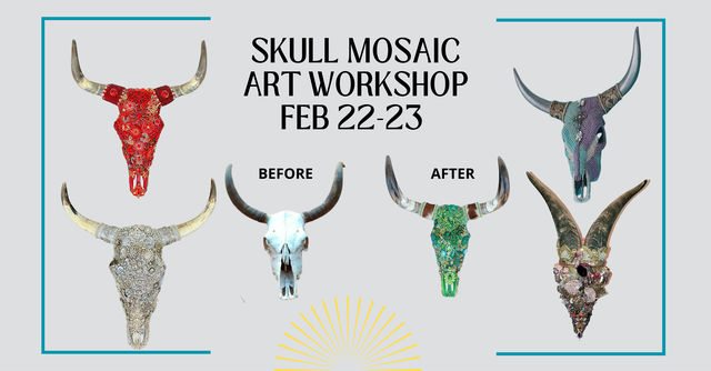 Skull Mosaic Workshop | Mad Catter Art Studio by Misty Martin