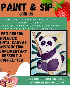 Cute Panda Bear - Paint & Sip | Casa Bonita Coffee & Bakery