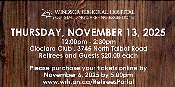 Windsor Regional Hospital Retirees Luncheon | Ciociaro Club