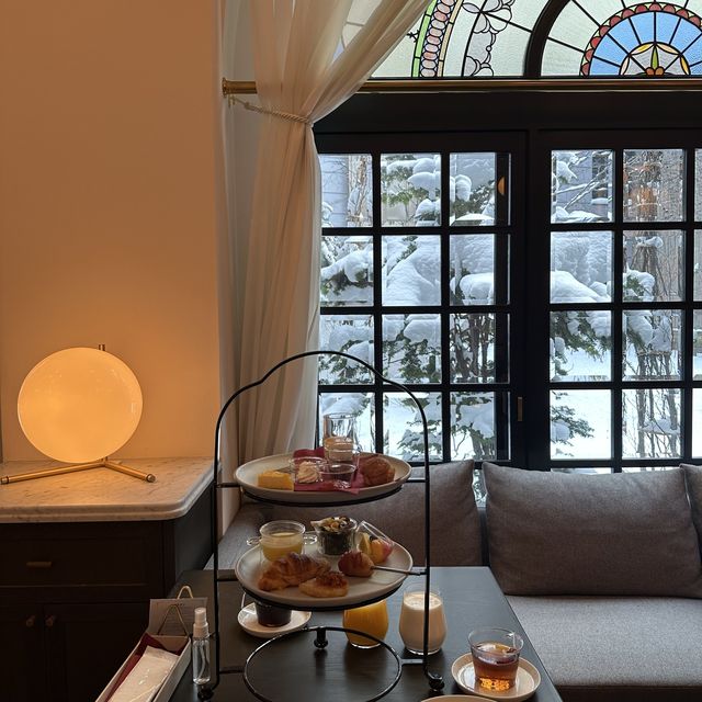 조식에 afternoontea set을 제공하는 호텔 In Otaru 💓