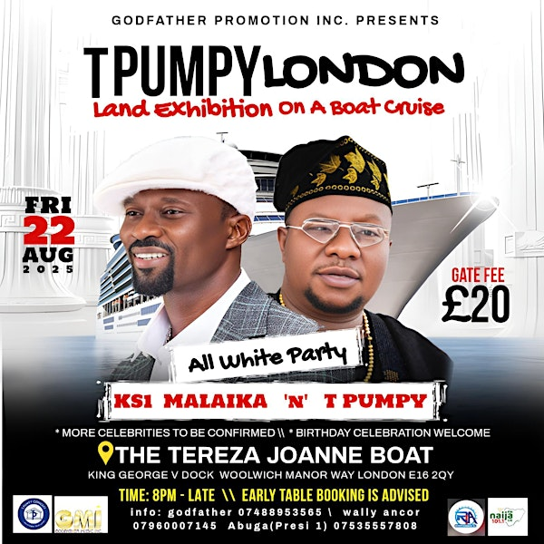 KS1 Malaika Tpumpy London  Land Exhibition on a Boat Cruise  All White Part | The Tereza Joanne Boat
