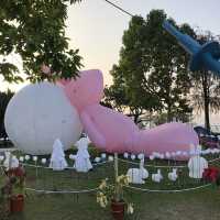 Ma On Shan park with festive decorations 