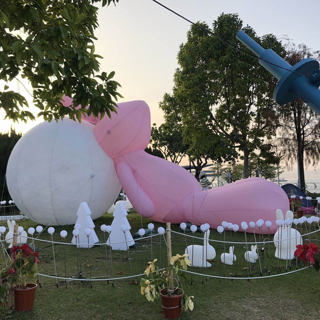 Ma On Shan park with festive decorations 