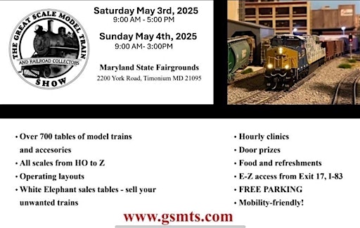 The Great Scale Model Train Show | Cow Palace: Maryland State Fair, 2200 York Rd., Timonium MD 21095