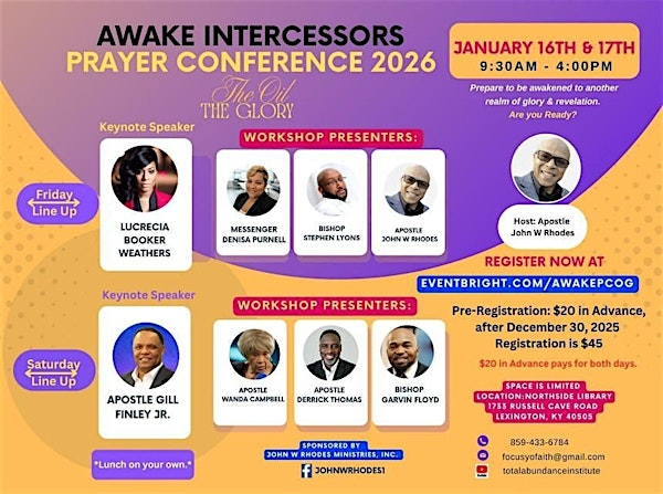 AWAKEINTERCESSORS: THE OIL. THE GLORY. | Northside Public Library - 1733 Russell Cave Road - Lexington, Ky 40505