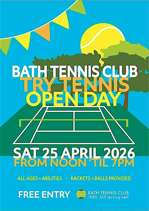 Bath Tennis Club Open Day    |    Saturday, April 25th noon 'til 7 | Bath Lawn Tennis Club