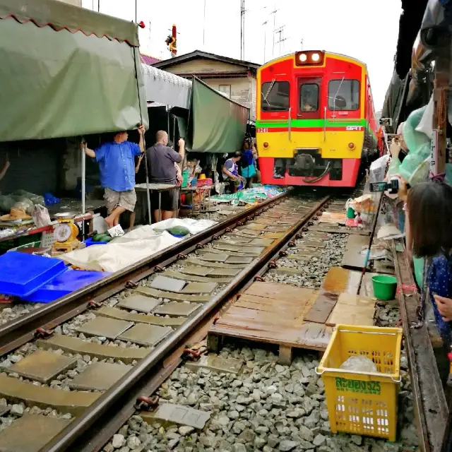 A market on railway track
