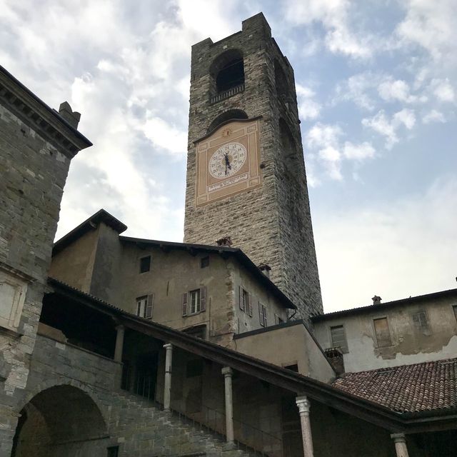 Stepping into the old square of Bergamo