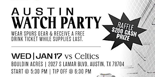 Spurs Watch Party - Spurs @ Miami Heat | Bouldin Acres
