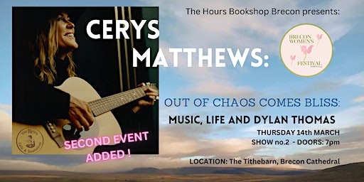 CERYS MATTHEWS: "Out of chaos comes bliss !" On Music, life & Dylan Thomas | The Hours Cafe & Bookshop at Brecon Cathedral
