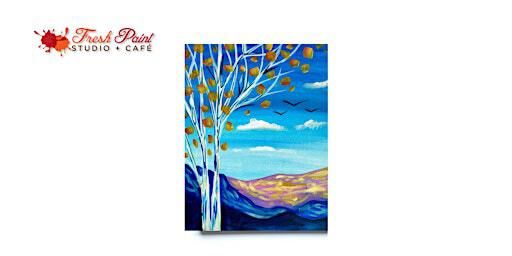 In-Studio Paint Night - Birch Tree and Mountains Acrylic Painting | Fresh Paint Studio + Cafe Toronto