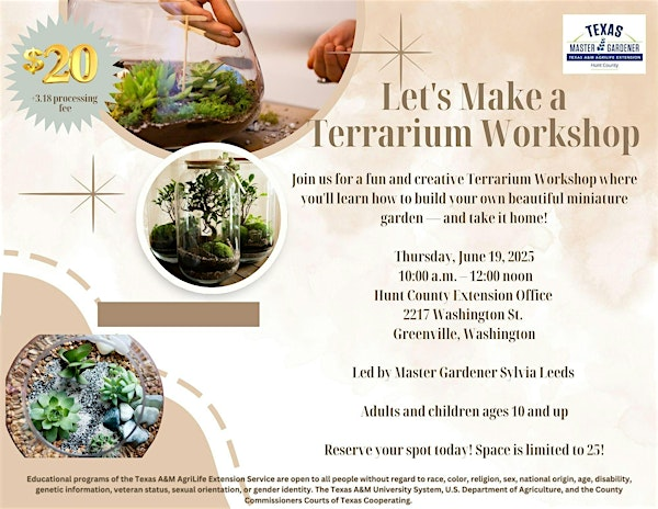 Let's Make a Terrarium Workshop | 2217 Washington St