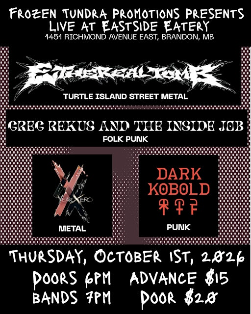 Ethereal Tomb, Greg Rekus and the Inside Job, Year Xero, and Dark Kobold | Eastside Eatery