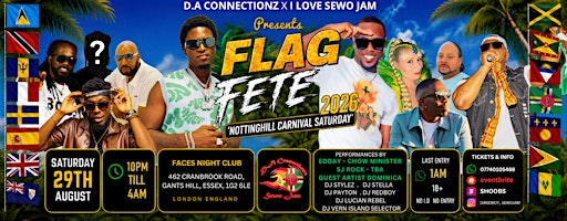 Flag Fete London Notting Hill Carnival 2026 | Faces NightClub