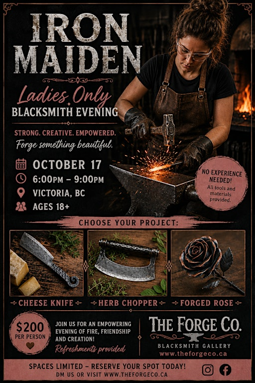 Iron Maiden, Ladies Only Blacksmithing Evening | 536 Herald St