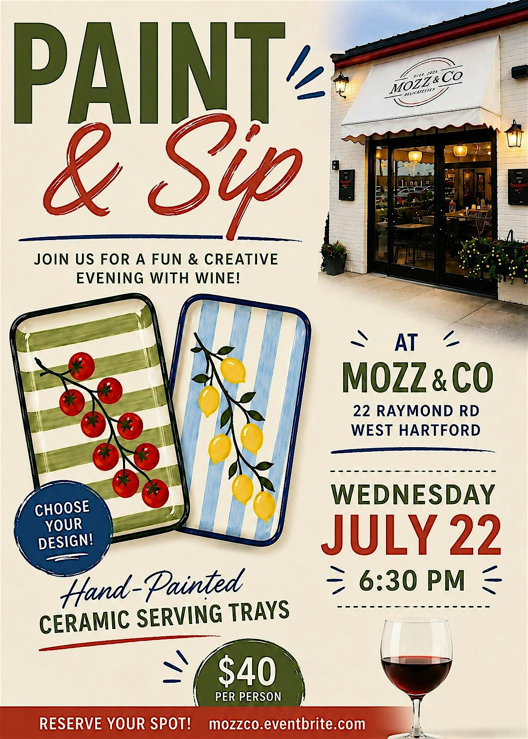 Paint & Sip Night at Mozz & Co. | Ceramic Serving Trays | Mozz & Co