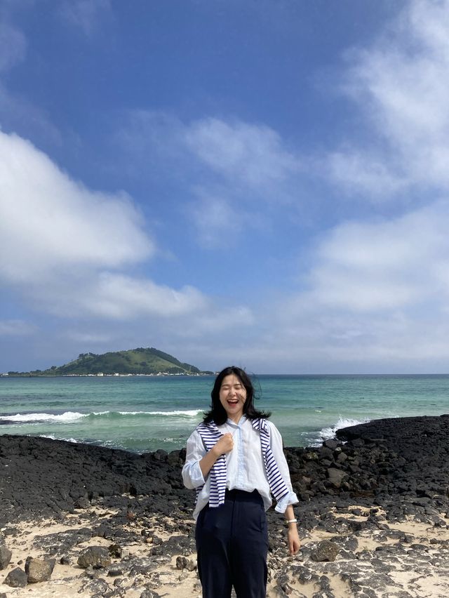 제주 서쪽 푸른바다가 예술인,협재 해수욕장