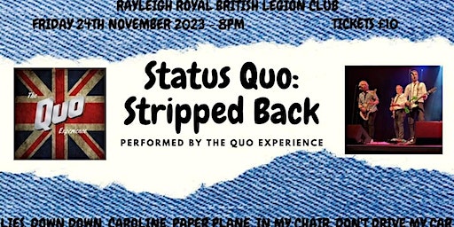 Status Quo, STRIPPED BACK, performed by The Quo Experience | The Royal British Legion club