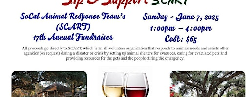Sip and Support SCART (SoCal Animal Response Team) | Giracci Vineyards and Farms