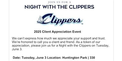 Join Us For A NIGHT WITH THE CLIPPERS | 330 Huntington Park Ln