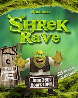 SHREK RAVE | Rumours Lounge & Cabaret