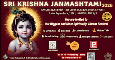 Sri Krishna Janmashtami 2026  :  Mantra Music, Culture & Free Feast | ISKCON Laguna Beach