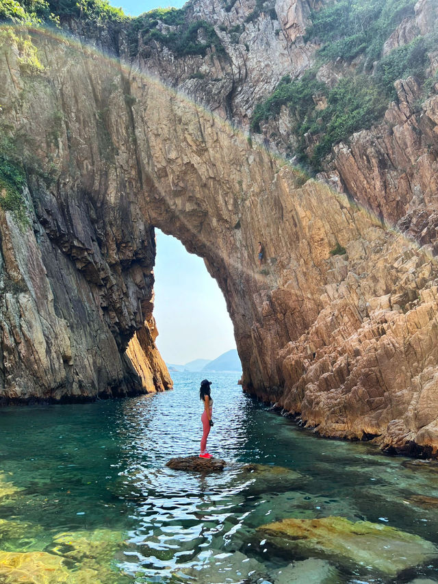 Hong Kong's Clock Tower Cave, one of Hong Kong's four most beautiful sea caves eroded by the sea.